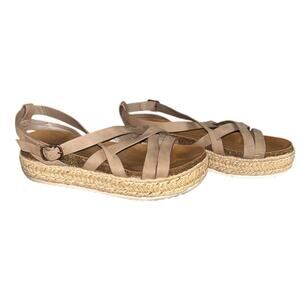 Soda Strappy Espadrille Tan Platform Sandals 8